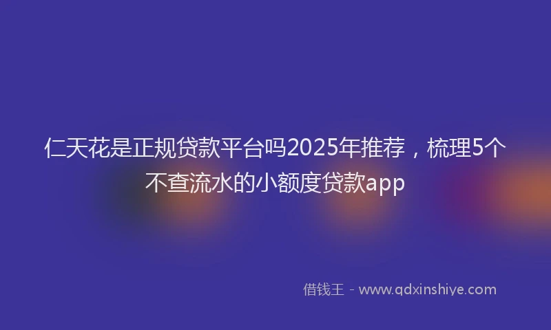 仁天花是正规贷款平台吗2025年推荐，梳理5个不查流水的小额度贷款app