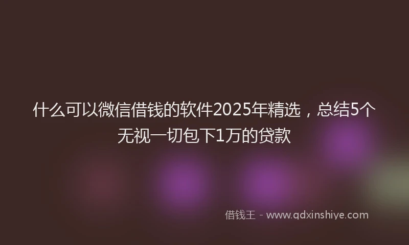 什么可以微信借钱的软件2025年精选，总结5个无视一切包下1万的贷款