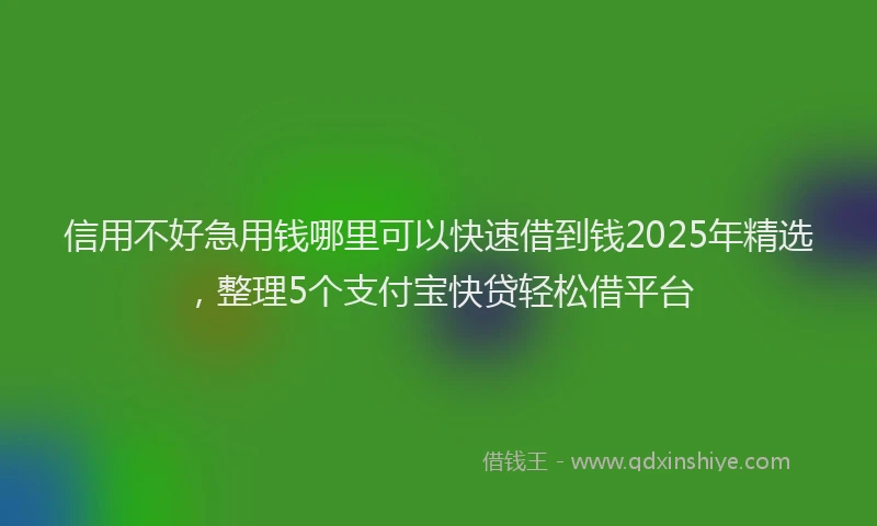 信用不好急用钱哪里可以快速借到钱2025年精选，整理5个支付宝快贷轻松借平台