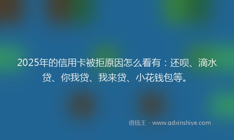 2025年的信用卡被拒原因怎么看有：还呗、滴水贷、你我贷、我来贷、小花钱包等。