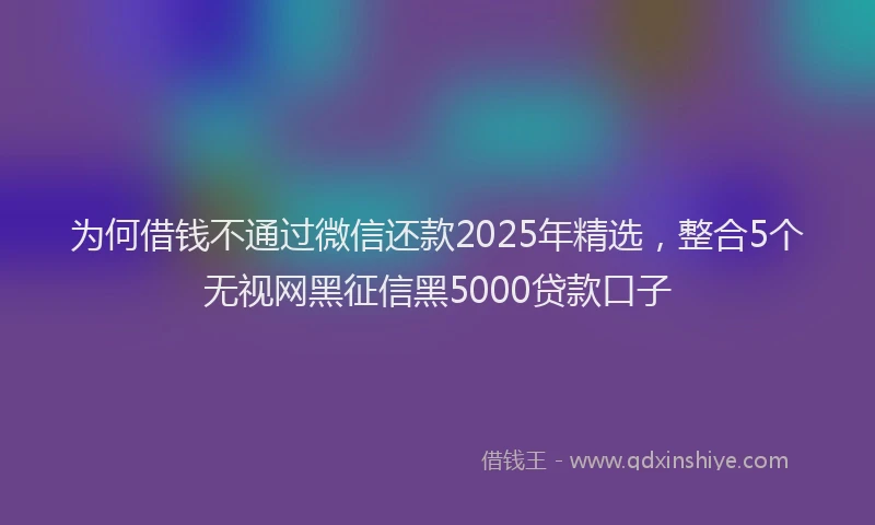 为何借钱不通过微信还款2025年精选，整合5个无视网黑征信黑5000贷款口子