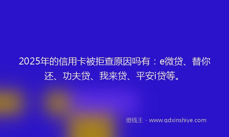 2025年的信用卡被拒查原因吗有：e微贷、替你还、功夫贷、我来贷、平安i贷等。
