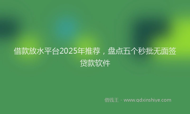 借款放水平台2025年推荐，盘点五个秒批无面签贷款软件