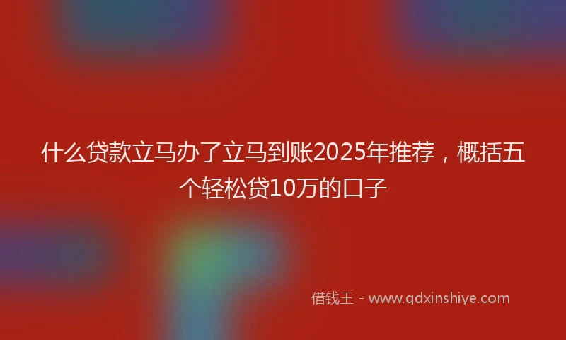 什么贷款立马办了立马到账2025年推荐，概括五个轻松贷10万的口子