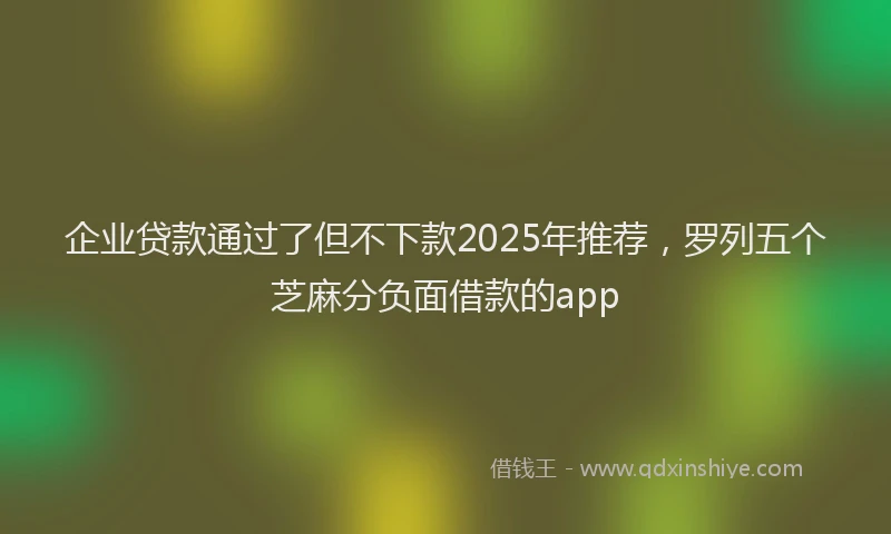 企业贷款通过了但不下款2025年推荐，罗列五个芝麻分负面借款的app