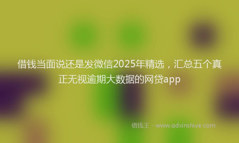 借钱当面说还是发微信2025年精选，汇总五个真正无视逾期大数据的网贷app