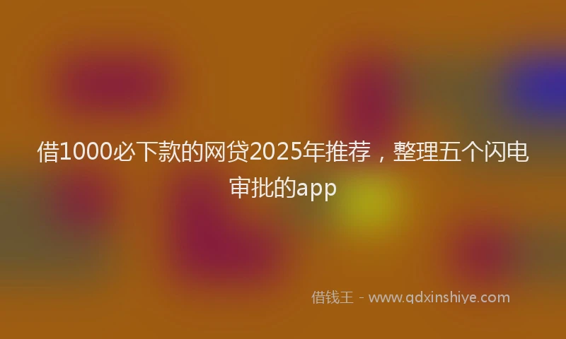 借1000必下款的网贷2025年推荐，整理五个闪电审批的app