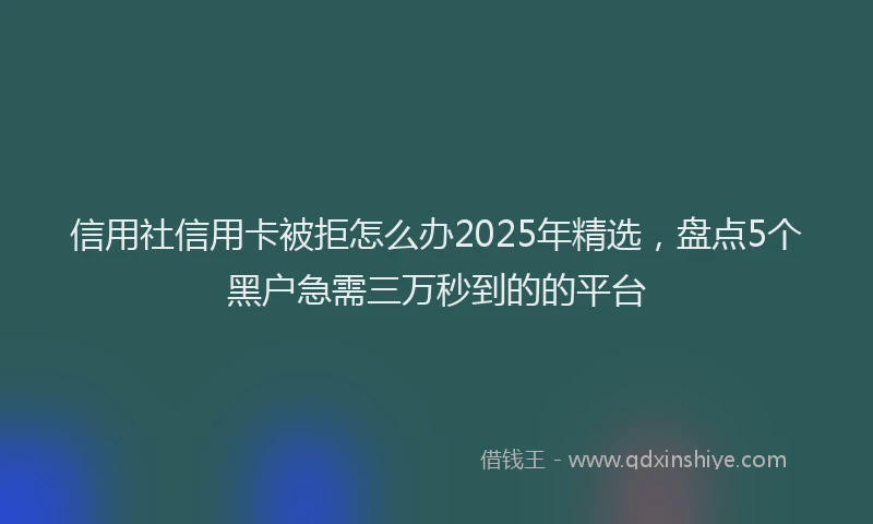 信用社信用卡被拒怎么办2025年精选，盘点5个黑户急需三万秒到的的平台
