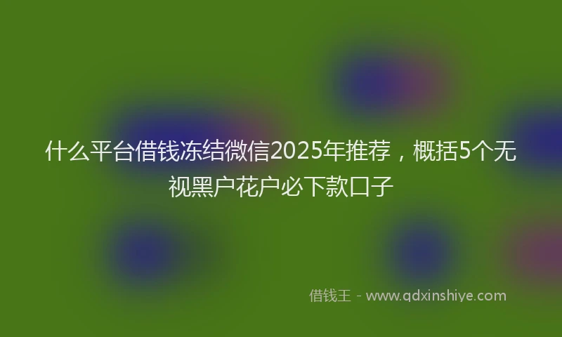 什么平台借钱冻结微信2025年推荐，概括5个无视黑户花户必下款口子