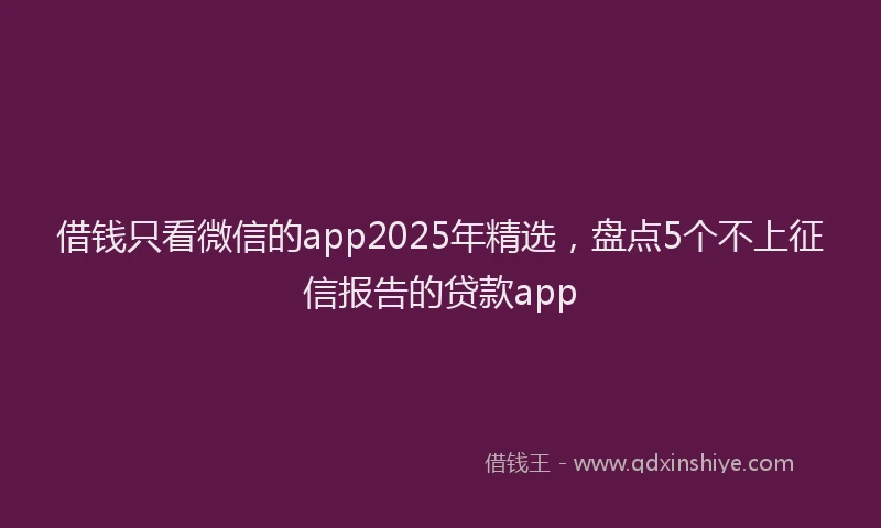 借钱只看微信的app2025年精选，盘点5个不上征信报告的贷款app