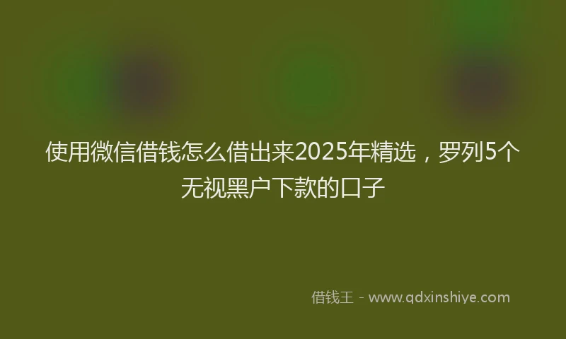 使用微信借钱怎么借出来2025年精选，罗列5个无视黑户下款的口子