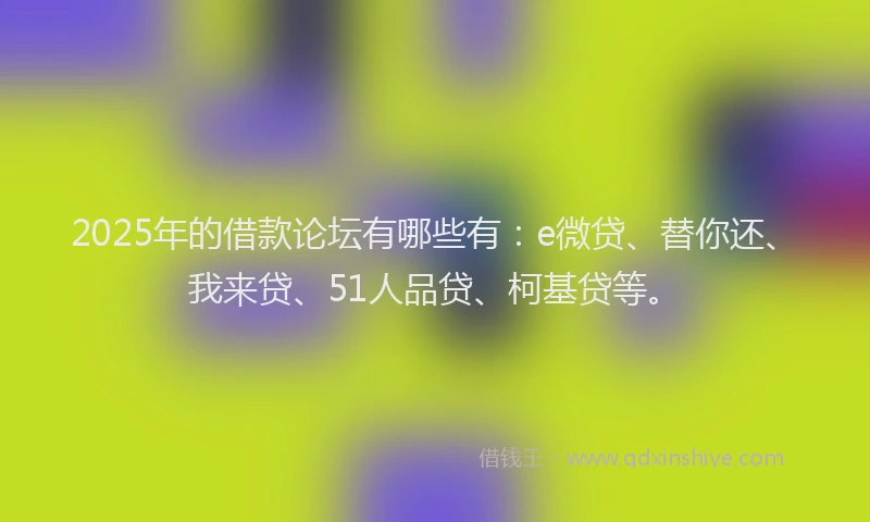 2025年的借款论坛有哪些有：e微贷、替你还、我来贷、51人品贷、柯基贷等。