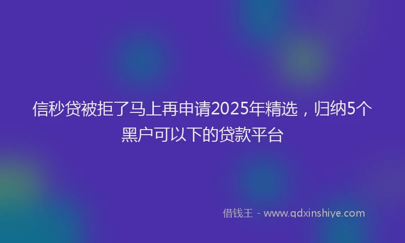 信秒贷被拒了马上再申请2025年精选，归纳5个黑户可以下的贷款平台