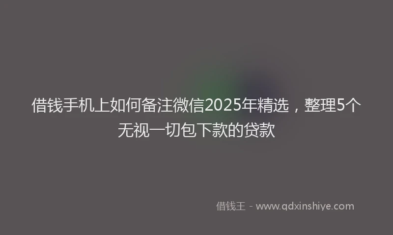 借钱手机上如何备注微信2025年精选，整理5个无视一切包下款的贷款