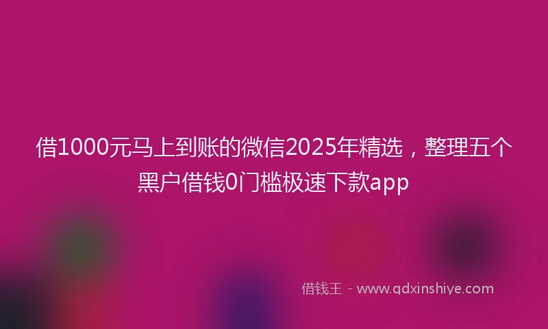 借1000元马上到账的微信2025年精选，整理五个黑户借钱0门槛极速下款app