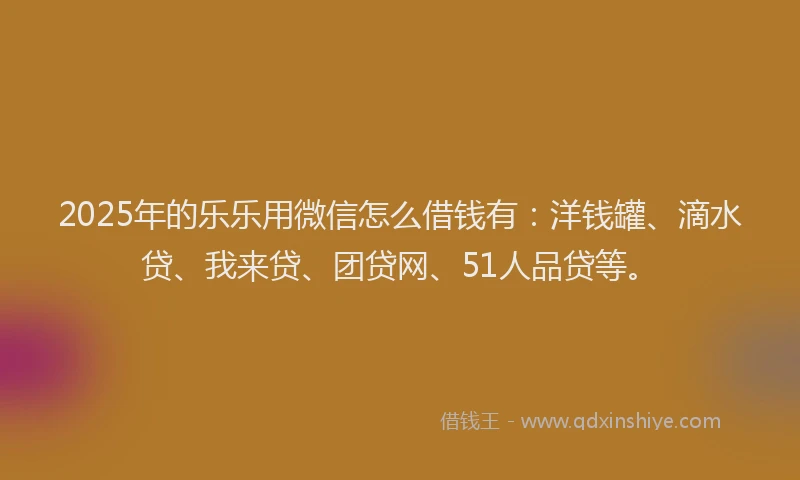 2025年的乐乐用微信怎么借钱有：洋钱罐、滴水贷、我来贷、团贷网、51人品贷等。