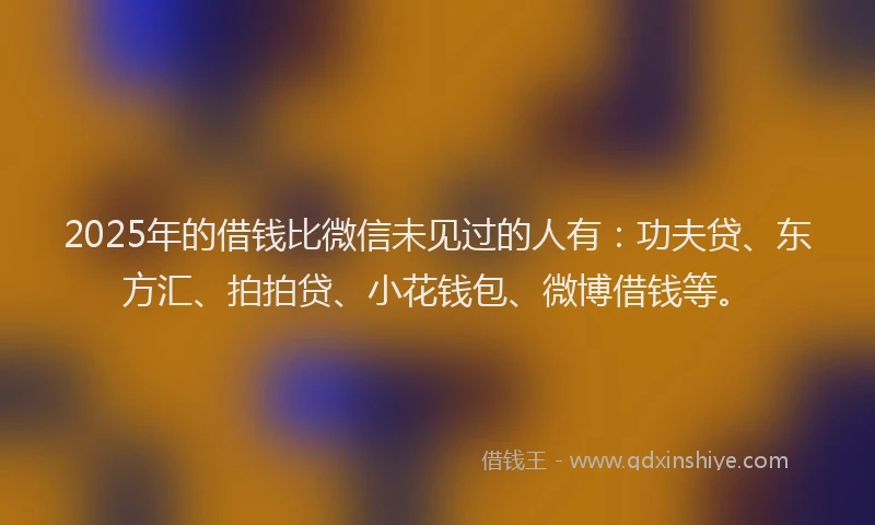 2025年的借钱比微信未见过的人有：功夫贷、东方汇、拍拍贷、小花钱包、微博借钱等。