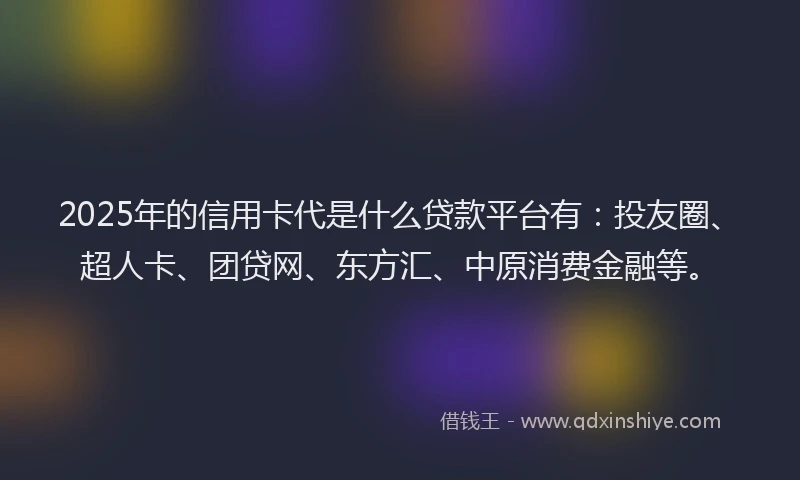 2025年的信用卡代是什么贷款平台有：投友圈、超人卡、团贷网、东方汇、中原消费金融等。