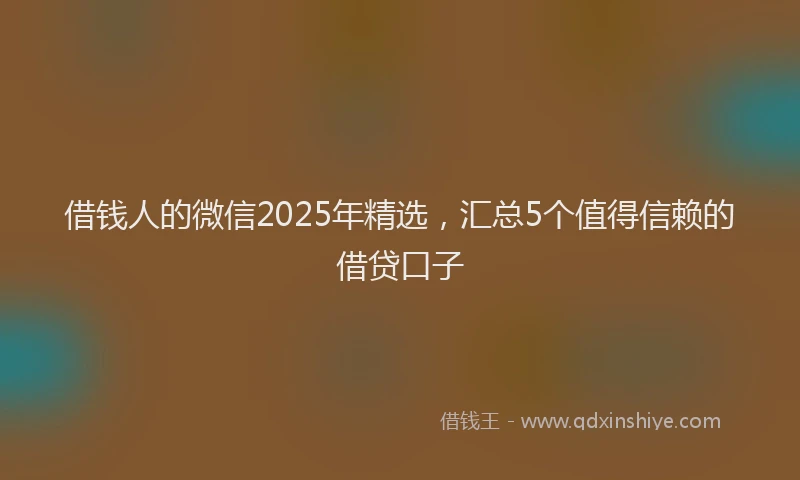借钱人的微信2025年精选，汇总5个值得信赖的借贷口子