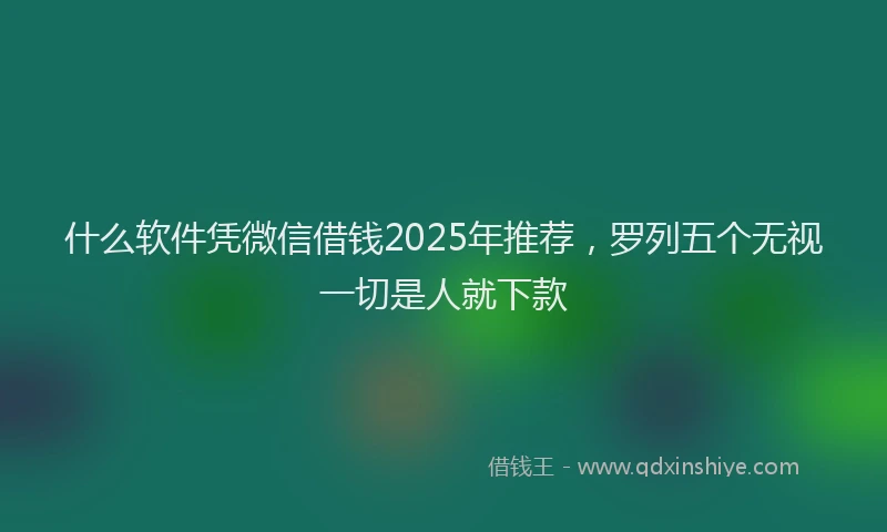 什么软件凭微信借钱2025年推荐，罗列五个无视一切是人就下款