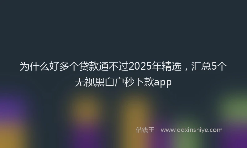 为什么好多个贷款通不过2025年精选，汇总5个无视黑白户秒下款app