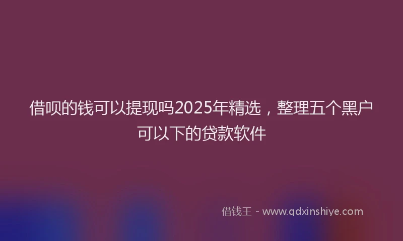借呗的钱可以提现吗2025年精选，整理五个黑户可以下的贷款软件