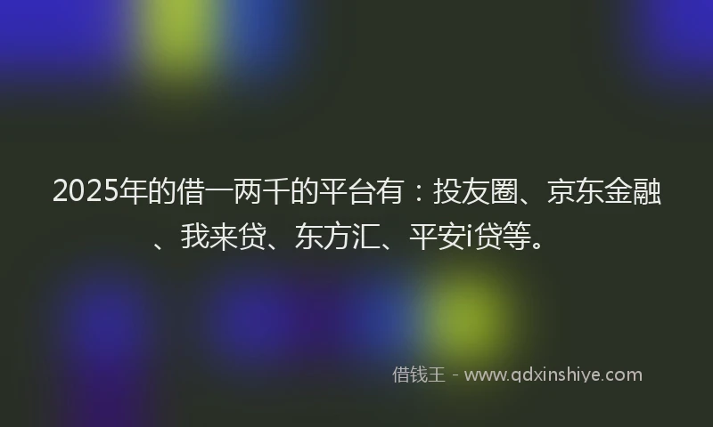 2025年的借一两千的平台有：投友圈、京东金融、我来贷、东方汇、平安i贷等。