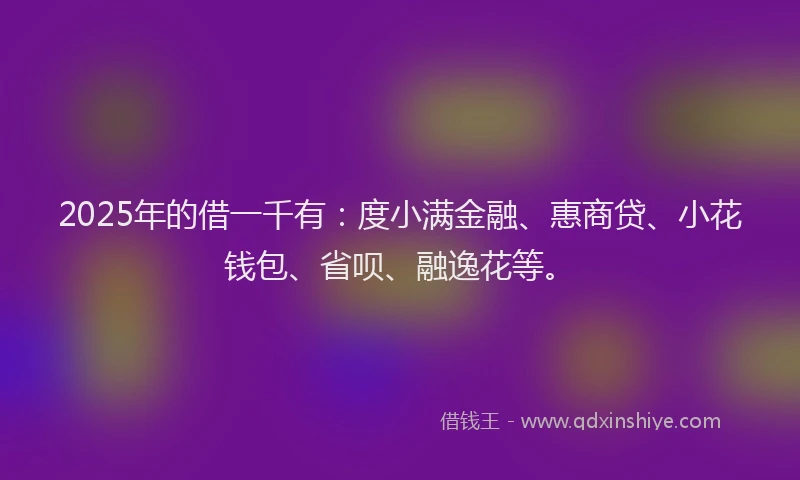 2025年的借一千有：度小满金融、惠商贷、小花钱包、省呗、融逸花等。