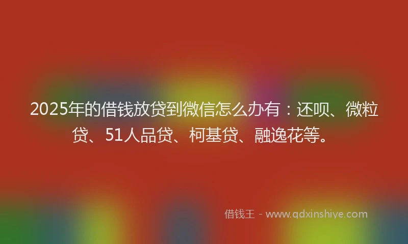 2025年的借钱放贷到微信怎么办有：还呗、微粒贷、51人品贷、柯基贷、融逸花等。