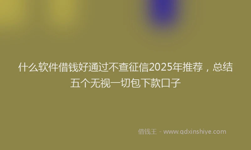 什么软件借钱好通过不查征信2025年推荐，总结五个无视一切包下款口子