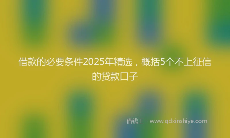 借款的必要条件2025年精选，概括5个不上征信的贷款口子