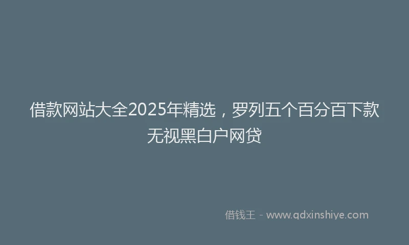 借款网站大全2025年精选，罗列五个百分百下款无视黑白户网贷