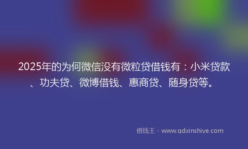 2025年的为何微信没有微粒贷借钱有：小米贷款、功夫贷、微博借钱、惠商贷、随身贷等。
