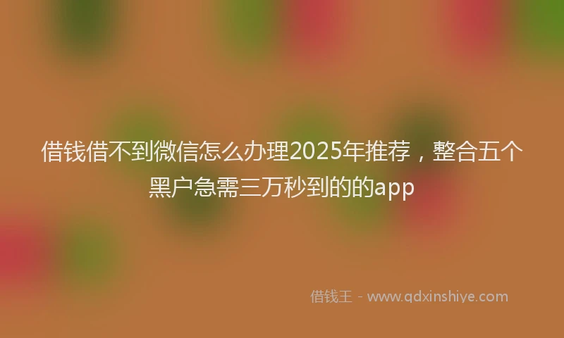 借钱借不到微信怎么办理2025年推荐，整合五个黑户急需三万秒到的的app