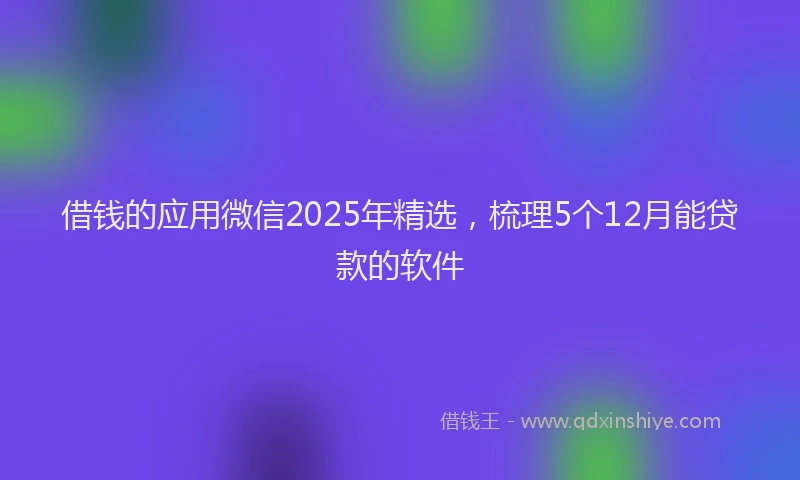 借钱的应用微信2025年精选，梳理5个12月能贷款的软件