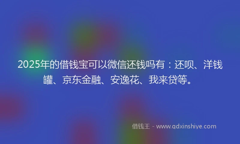 2025年的借钱宝可以微信还钱吗有：还呗、洋钱罐、京东金融、安逸花、我来贷等。