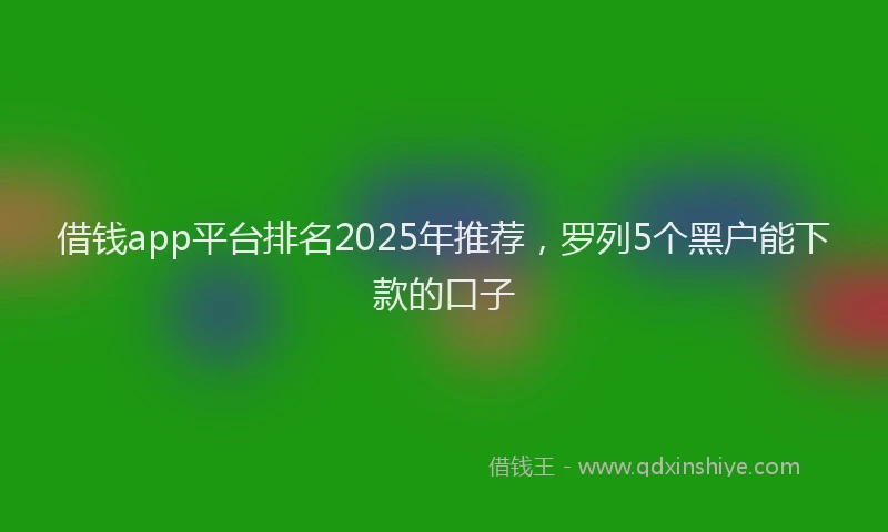 借钱app平台排名2025年推荐，罗列5个黑户能下款的口子
