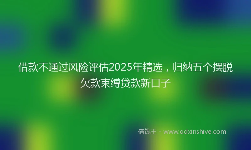 借款不通过风险评估2025年精选，归纳五个摆脱欠款束缚贷款新口子
