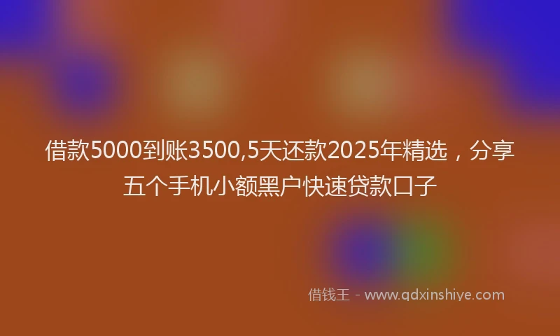 借款5000到账3500,5天还款2025年精选，分享五个手机小额黑户快速贷款口子