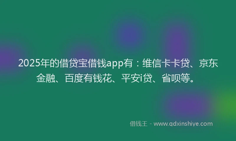 2025年的借贷宝借钱app有：维信卡卡贷、京东金融、百度有钱花、平安i贷、省呗等。