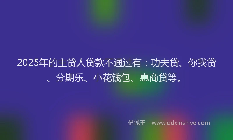 2025年的主贷人贷款不通过有：功夫贷、你我贷、分期乐、小花钱包、惠商贷等。