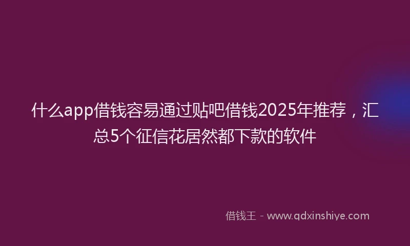 什么app借钱容易通过贴吧借钱2025年推荐，汇总5个征信花居然都下款的软件