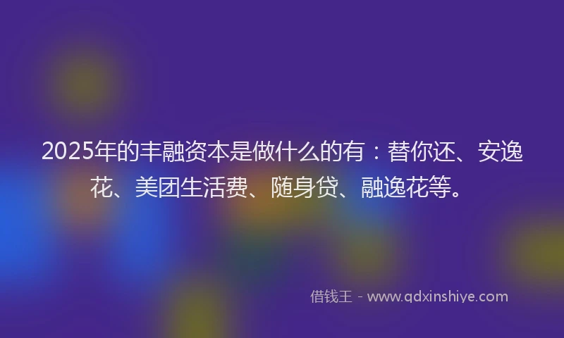2025年的丰融资本是做什么的有：替你还、安逸花、美团生活费、随身贷、融逸花等。