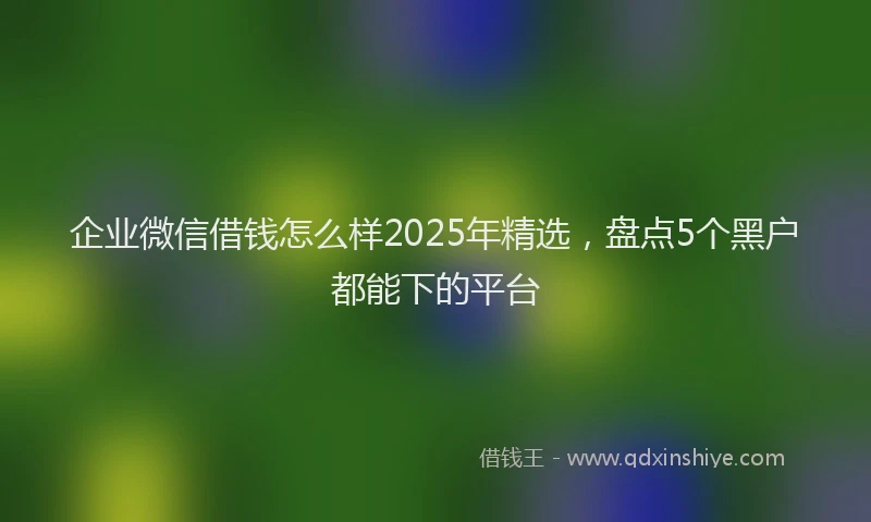 企业微信借钱怎么样2025年精选，盘点5个黑户都能下的平台
