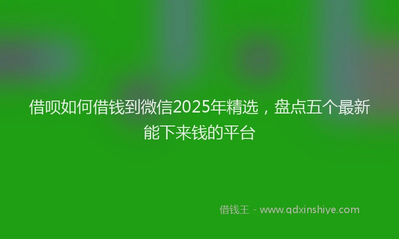 借呗如何借钱到微信2025年精选，盘点五个最新能下来钱的平台