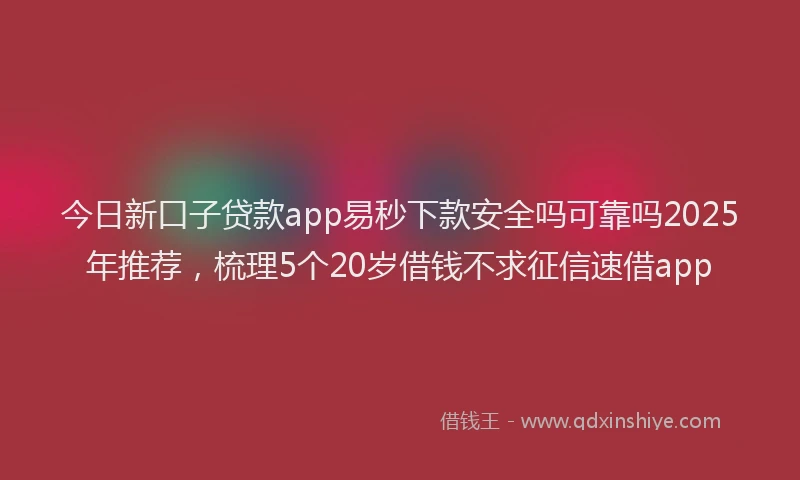 今日新口子贷款app易秒下款安全吗可靠吗2025年推荐，梳理5个20岁借钱不求征信速借app