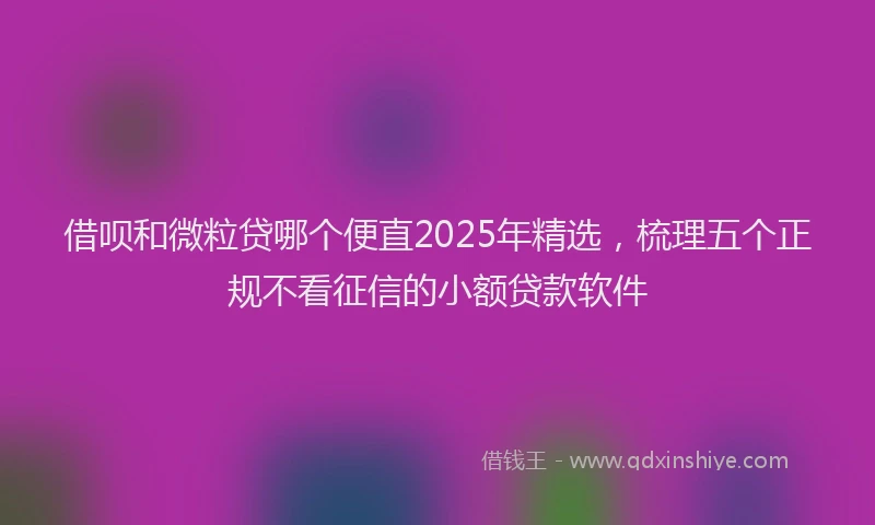 借呗和微粒贷哪个便直2025年精选，梳理五个正规不看征信的小额贷款软件