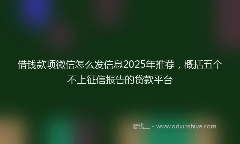借钱款项微信怎么发信息2025年推荐，概括五个不上征信报告的贷款平台