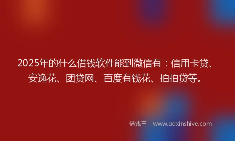 2025年的什么借钱软件能到微信有：信用卡贷、安逸花、团贷网、百度有钱花、拍拍贷等。