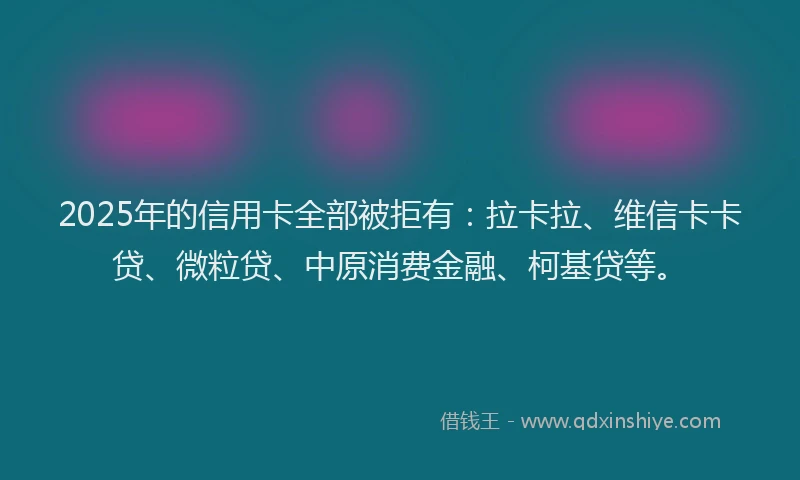 2025年的信用卡全部被拒有：拉卡拉、维信卡卡贷、微粒贷、中原消费金融、柯基贷等。
